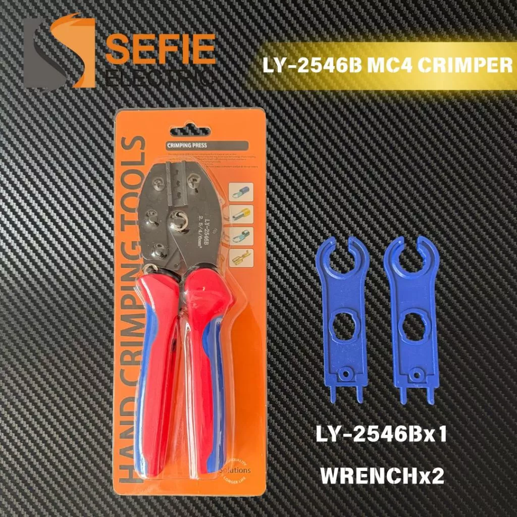 คีมย้ำสาย MC4 รุ่น LY-2546B สำหรับโซลาร์เซลล์|เครื่องมือย้ำสายแผงโซลาร์|ชุดพร้อมประแจ MC4 จำนวน 2 ชิ้น