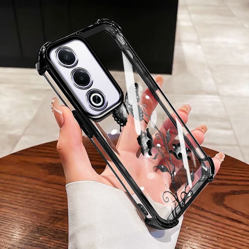 YBD เคสโทรศัพท์สําหรับ OPPO A5 A5i Pro A3 Pro 2025 Vines ดอกไม้ผีเสื้อ Anti-drop Protection