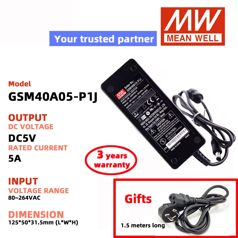 MEAN WELL GSM40A05-P1J GSM40A12-P1J GSM40A24-P1J GSM40A48-P1J ทางการแพทย์ power adapter MeanWell Swi