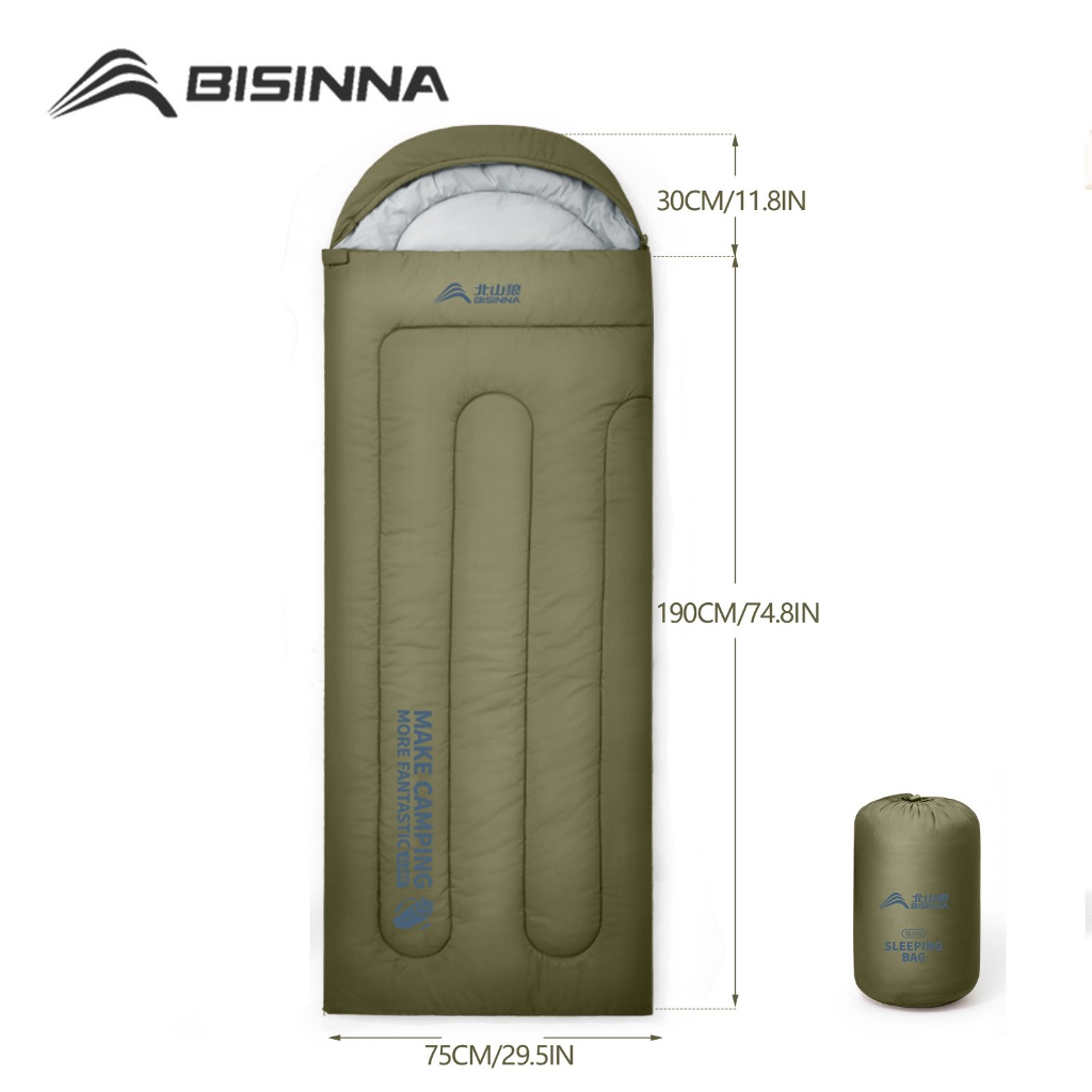 BISINNA ถุงนอนหนาสำหรับผู้ใหญ่ พกพาสะดวก เหมาะสำหรับแคมปิ้งในฤดูหนาวให้อบอุ่น