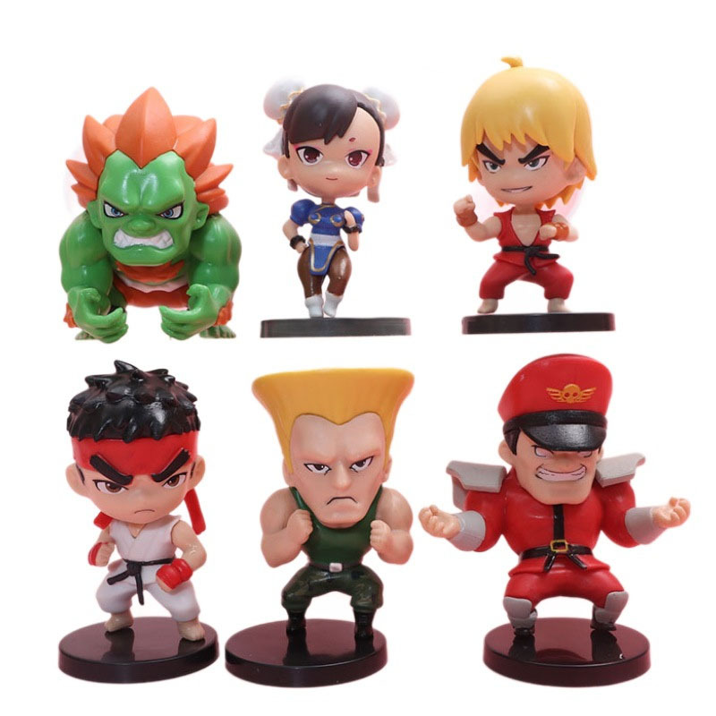 6 ชิ้น/เซ็ตเกม CHUN LI RYU Ken Guile Akuma PVC Action Figure ของเล่นสะสม