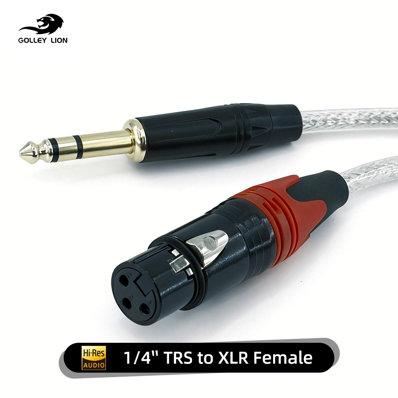 GOLLEY LION 1/4 นิ้ว TRS ถึง XLR สายสัญญาณเสียงหญิง, XLR 3 ขาหญิงถึง 6.35 มม.TRS ชาย Balanced Wire Mic Cord (ตัวนําทองแดง)