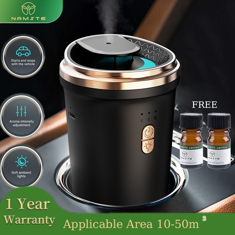 NAMSTE รถ AI Smart Diffuser เครื่องพ่นยาไร้สายแบบไม่ใช้น้ําพร้อมไฟ LED | สําหรับโต๊ะทํางานในรถยนต์