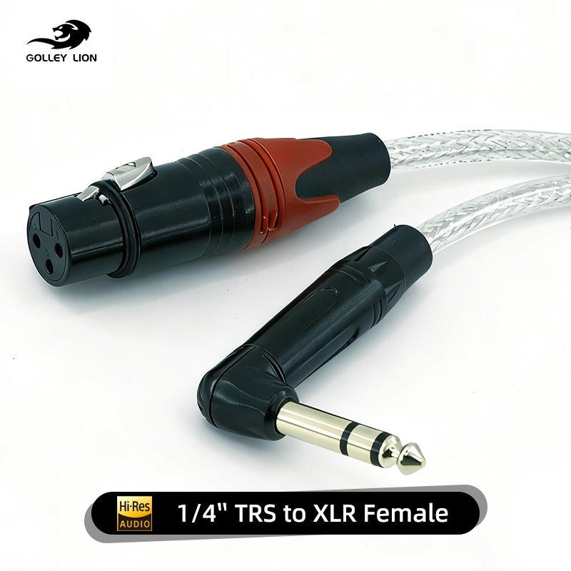 GOLLEY LION XLR Female to 1/4 นิ้ว TRS Male Cable, Quarter Inch Jack Balanced to XLR Female สายไมโคร