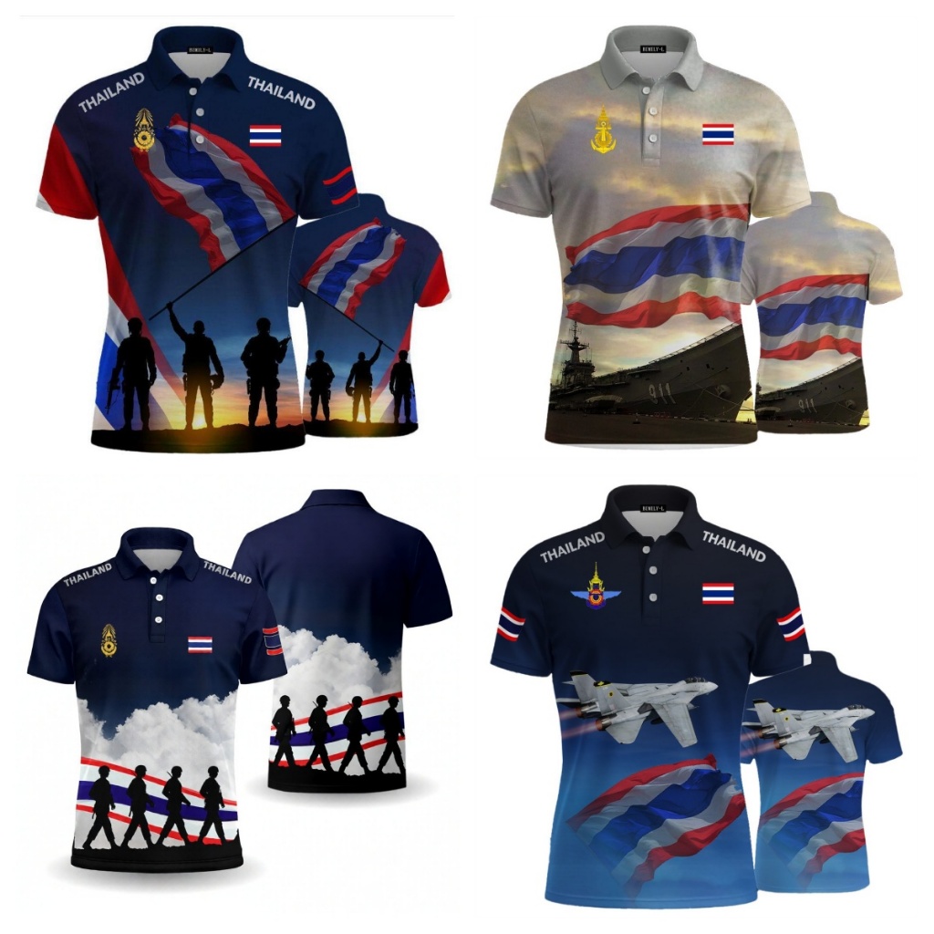 เสื้อโปโลสีกรมสำหรับผู้ชาย พิมพ์ลายธง แห้งเร็วและระบายอากาศได้ดี