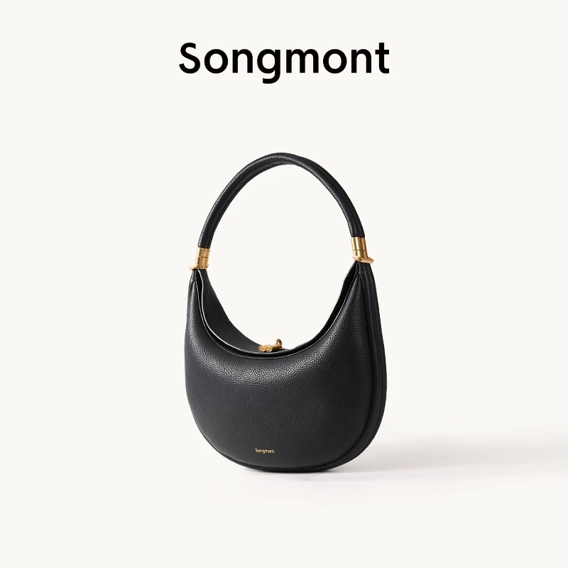 Songmont Medium Luna bag Full-Grain Cow Leather Women Handbags Moon Bags