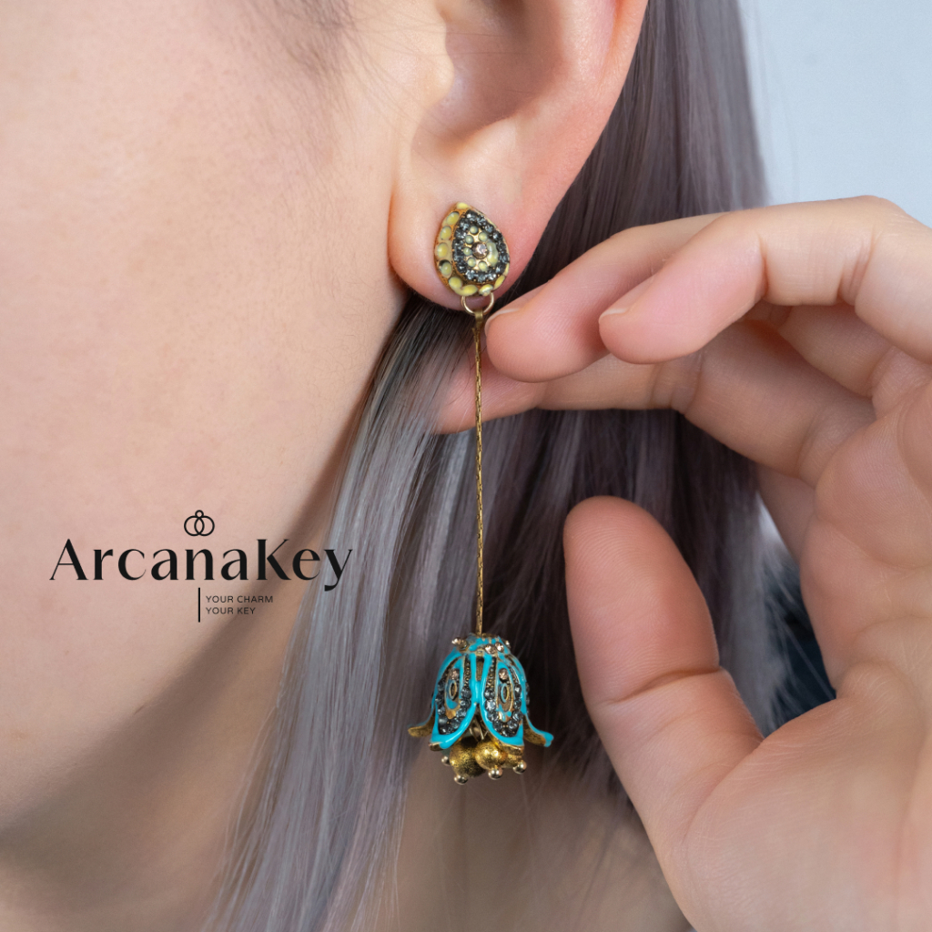 ต่างหูโบฮีเมียนลายดอกไม้ น้ำหนักเบาทองคู่สำหรับทริปชายหาดและสวมใส่วันธรรมดาวิธี ArcanaKey - รูปที่ 2