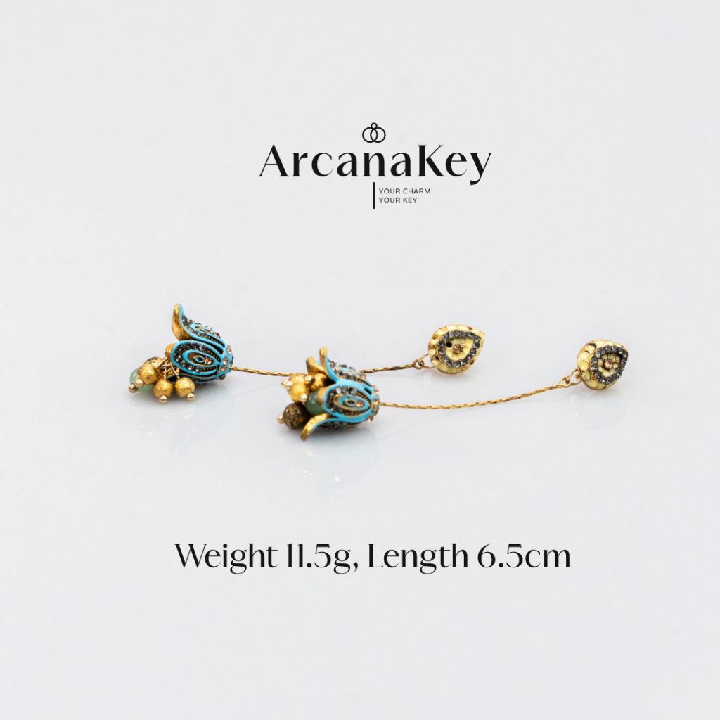 ต่างหูโบฮีเมียนลายดอกไม้ น้ำหนักเบาทองคู่สำหรับทริปชายหาดและสวมใส่วันธรรมดาวิธี ArcanaKey - รูปที่ 6