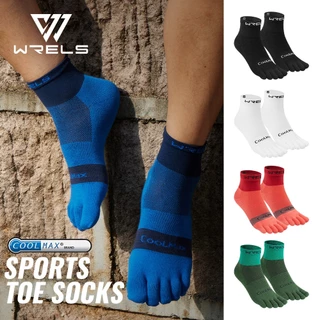 WELS Athletics Breathable ถุงเท้าห้านิ้ว Quick-Drying และ Sweat-Wiking ถุงเท้าวิ่งกลางลูกวัว WZ1032