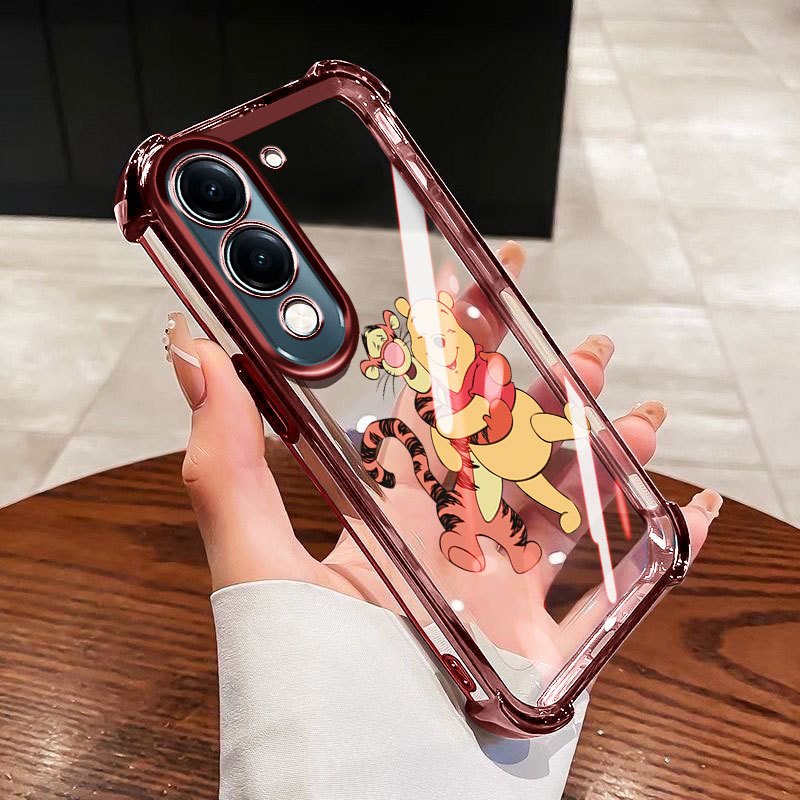 YBD เคสโทรศัพท์สําหรับ Vivo Y31 5G Y21D 4G Y19S Y29 5G Y04 Y29S Y19E Y29 T4X 5G เนยหมีและยิ้ม Tiger Anti-drop Protection