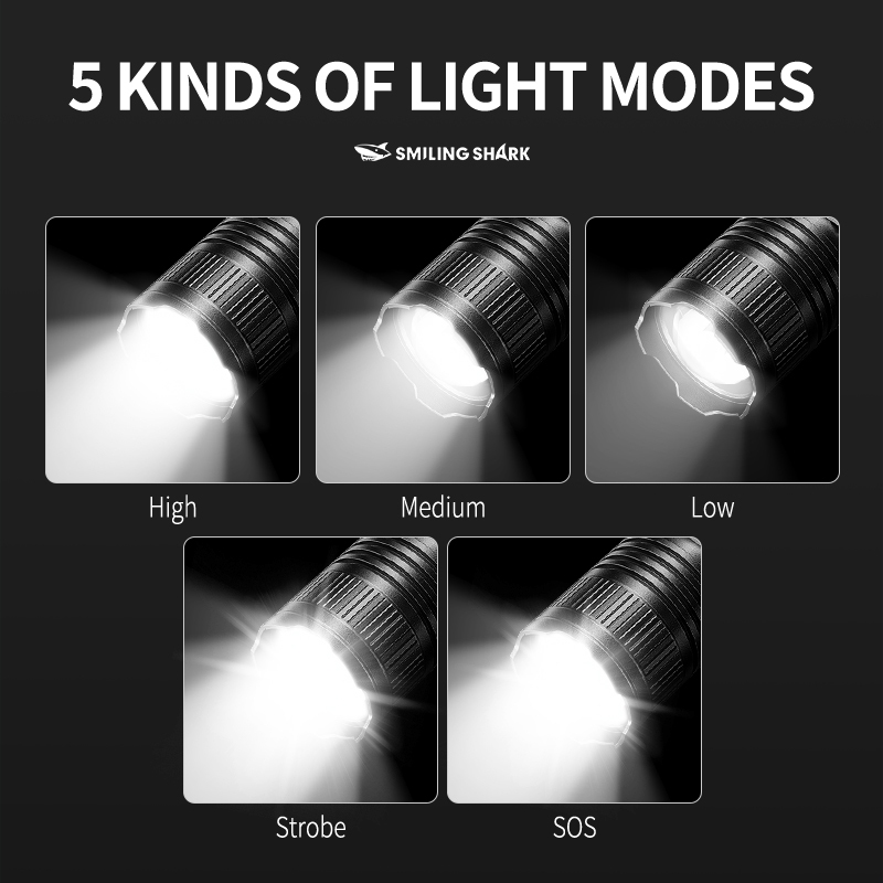 Smilingshark SD5318 ไฟฉาย led 10000lumens พลังงานสูง ซูมได้ พร้อม 5 โหมด ชาร์จได้ กันน้ํา สําหรับตั้งแคมป์ เดินป่า ล่าสัตว์ ราคา ถูกที่สุด ดีลบีเคเค แกลเลอรีภาพที่ 5