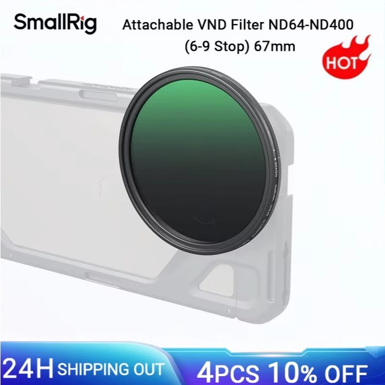 SmallRig Attable VND Filter ND64-ND400 (6-9 Stop) 67 มม.แม่เหล็กพร้อมอะแดปเตอร์เกลียวสําหรับ iPhone 