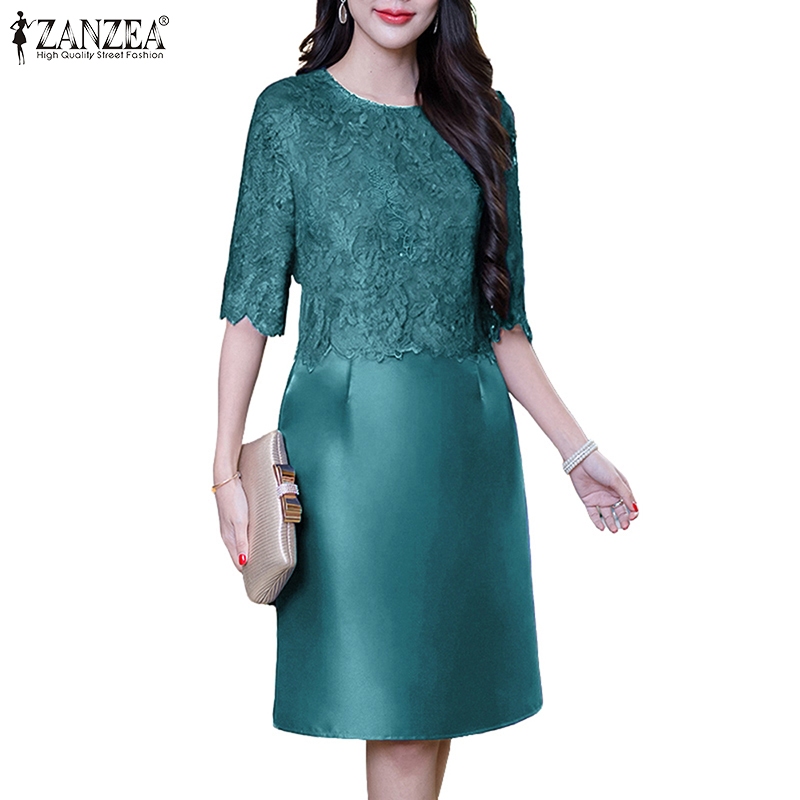 ZANZEA ชุด party สไตล์เกาหลีสำหรับผู้หญิง ออฟ숄เดอร์แขนสั้น