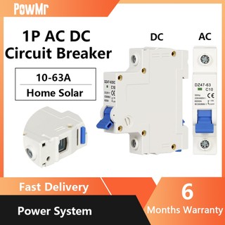 PowMr 10A -63A AC และ DC Circuit Breaker Miniature Safety Breaker สําหรับพลังงานแสงอาทิตย์สวิทช์ 1POLE Din Rail โลหะ Groove Flame-Retardant วัสดุ