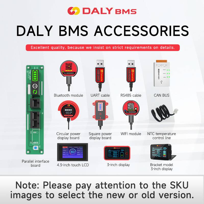Daly สมาร์ท BMS อุปกรณ์เสริมบลูทูธ WIFI โมดูล 4.3 นิ้วหน้าจอ LCD UART RS485 สายอินเวอร์เตอร์การสื่อสาร Board