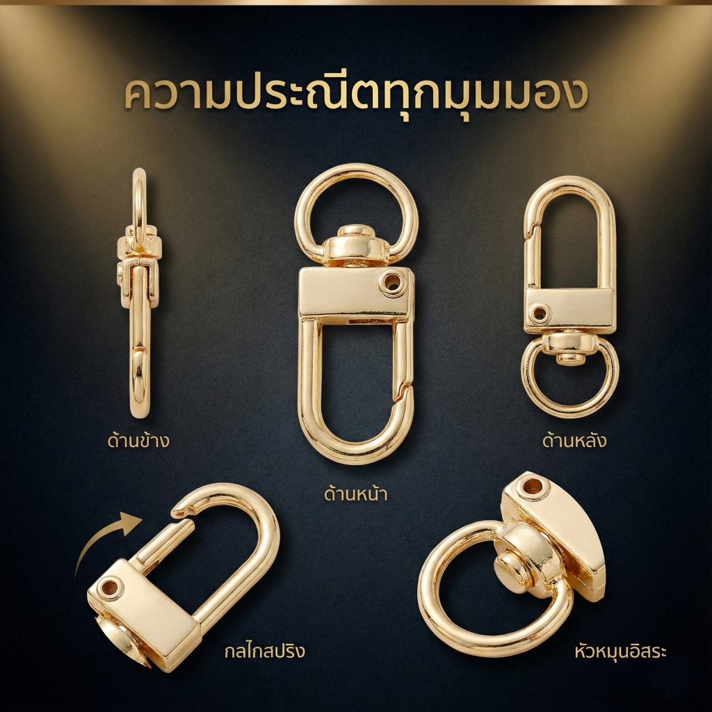 St.kunkka 5 ชิ้น ชุบทอง 18K พวงกุญแจ ตะขอก้ามปู รูปตัวยู ตะขอพวงกุญแจ พรีเมียม ผิวแพ้ง่ายใส่ได้ อุปกรณ์ DIY อะไหล่เครื่องประดับ — صورة 3