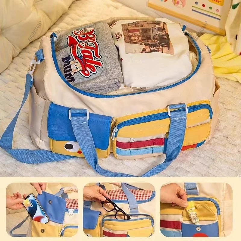 กระเป๋าเดินทางสีตัดกันมูลค่าสูงกระเป๋าถือแฟชั่นกันน้ําความจุขนาดใหญ่แบบพกพากีฬาฟิตเนส - รูปที่ 4