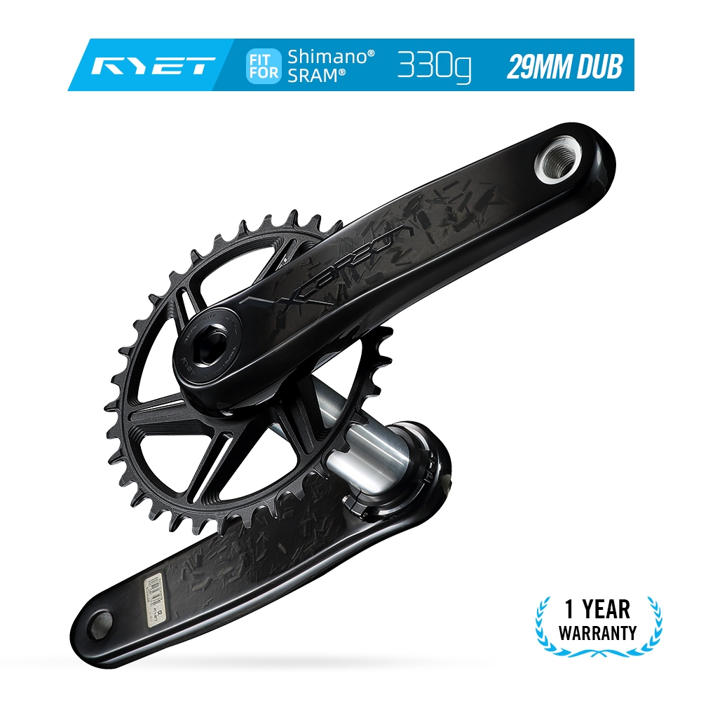 RYET Carbon Full MTB Crankset 330g น้ำหนักเบาที่สุด พร้อมแกน DUB 29 มม., อัพเกรดสำหรับจักรยานเสือภูเขา