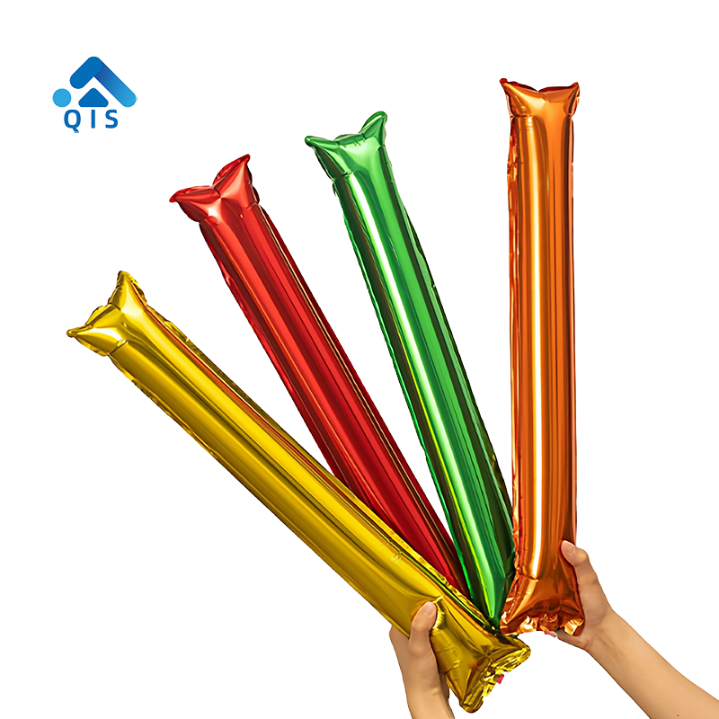 Inflatable Metallic Effect ฟอยล์บอลลูน Cheer Stick Noise Maker แฟนคอนเสิร์ต Party Air Bong bong Stic