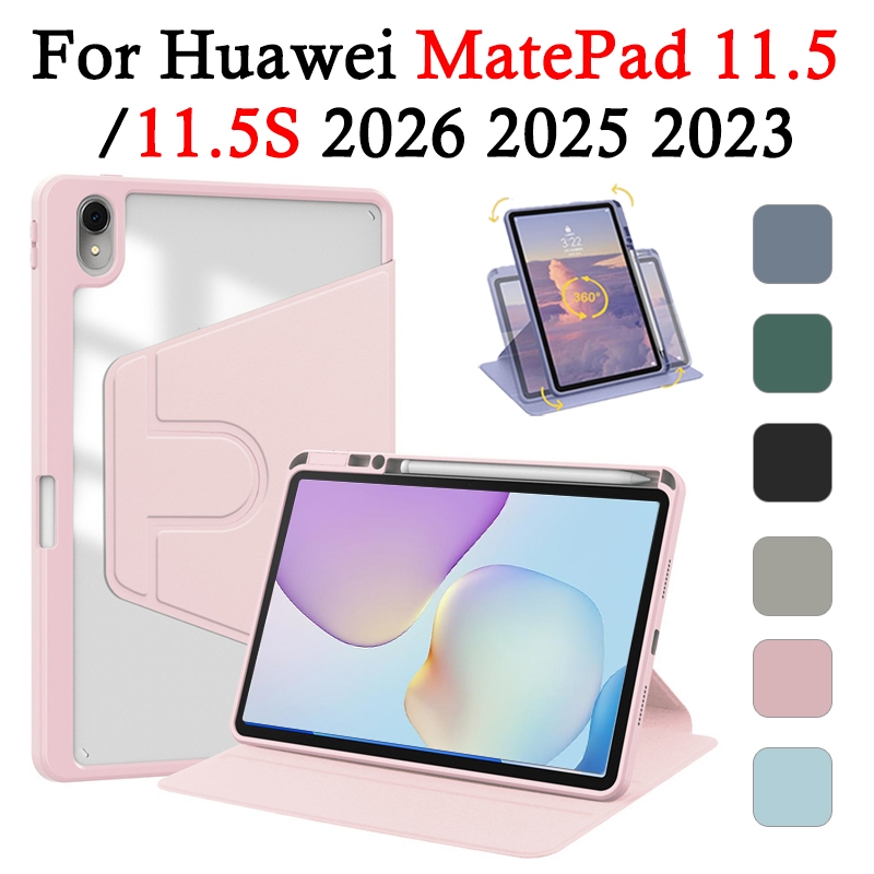 สําหรับ Huawei MatePad 11.5 2026 แฟชั่น 360° ขาตั้งอะคริลิคหมุนได้ 11.5S 2025 เคสแท็บเล็ตกันกระแทก T