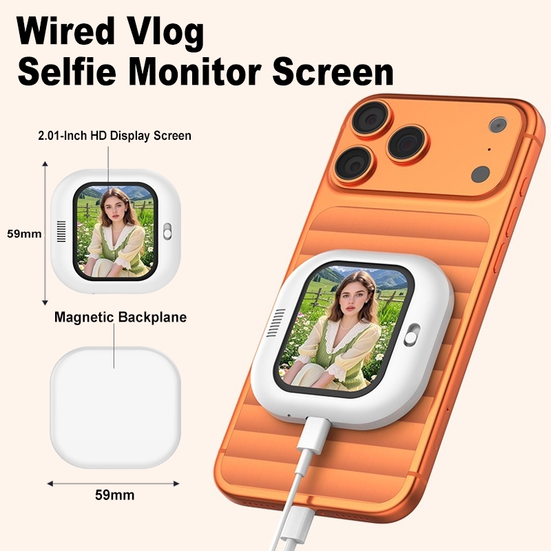 แบบมีสาย Vlog Selfie Monitor หน้าจอโทรศัพท์แม่เหล็ก HD กล้องด้านหลัง Monitor Vlog Live Stream สําหรั