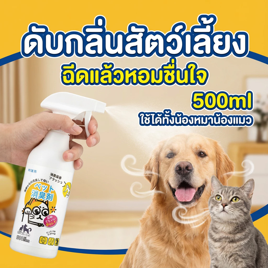 🐱ขจัดแรง ลบล้างเชื้อโรค 99.9%🐱สเปรย์ดับกลิ่นฉี่แมว สเปรย์ดับกลิ่นสัตว์เลี้ยง ดับกลิ่นทรายแมว ทรายแมว สเปรย์สุนัข สุนัข 500ml ขจัดไรฝุ่น