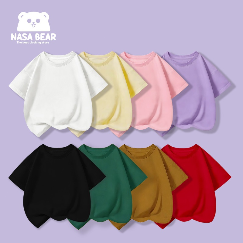 【จัดส่งภายใน 48 ชั่วโมง】เสื้อยืดแขนสั้นเด็ก NASA ผ้าฝ้ายสีขาวล้วน เรียบง่ายทันสมัย นุ่มสบาย สำหรับเด็กชาย-เด็กหญิงอายุ 1-14 ปี ทรงหลวมสวมใส่สบาย