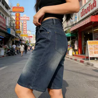 กางเกงยีนส์ทรง 5 ส่วน เอวสูง ผ้าไม่ยืด ทรงสวย สีฟอกสวย รุ่นนี้มาแรงฮิตมาก!! ผ้าเนื้ออ่อนสบาย✨