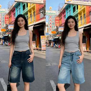 กางเกงยีนส์ทรง 5 ส่วน เอวสูง ผ้าไม่ยืด ทรงสวย สีฟอกสวย รุ่นนี้มาแรงฮิตมาก!! ผ้าเนื้ออ่อนสบาย✨