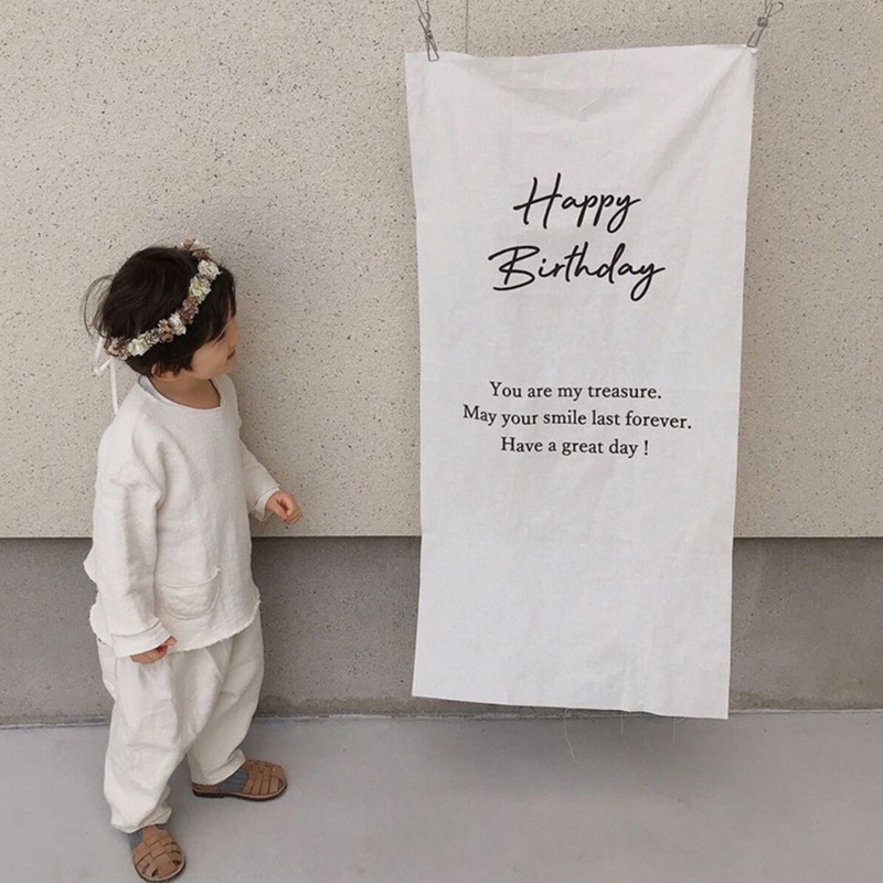 Simple Letter Happy Birthday Cloth Ins children Room Birthday Decoring Photo Tapestry Party Dressing Prop On Sale