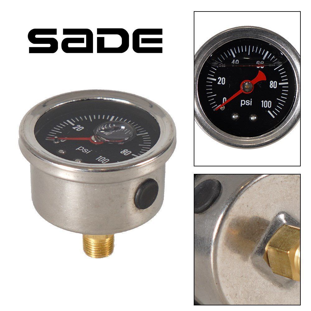 SADE การใช้กดเครื่องวัดความดัน0-100 ปอนด์ต่อตารางนิ้ว สําหรับตัวควบคุมความดันเชื้อเพลิงของเหลวที่เต็มไปด้วยน้ํามันใบหน้าสีดํา