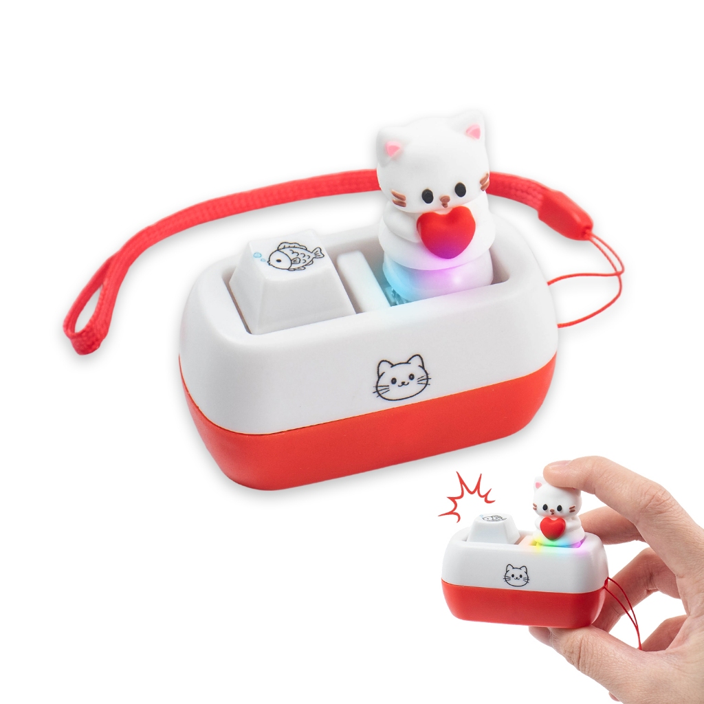 Kitty cat Keyboard ของเล่นอยู่ไม่สุขพร้อมไฟ RGB Meow Sound Clicky Cute Mini Button ของเล่นคลายเครียด