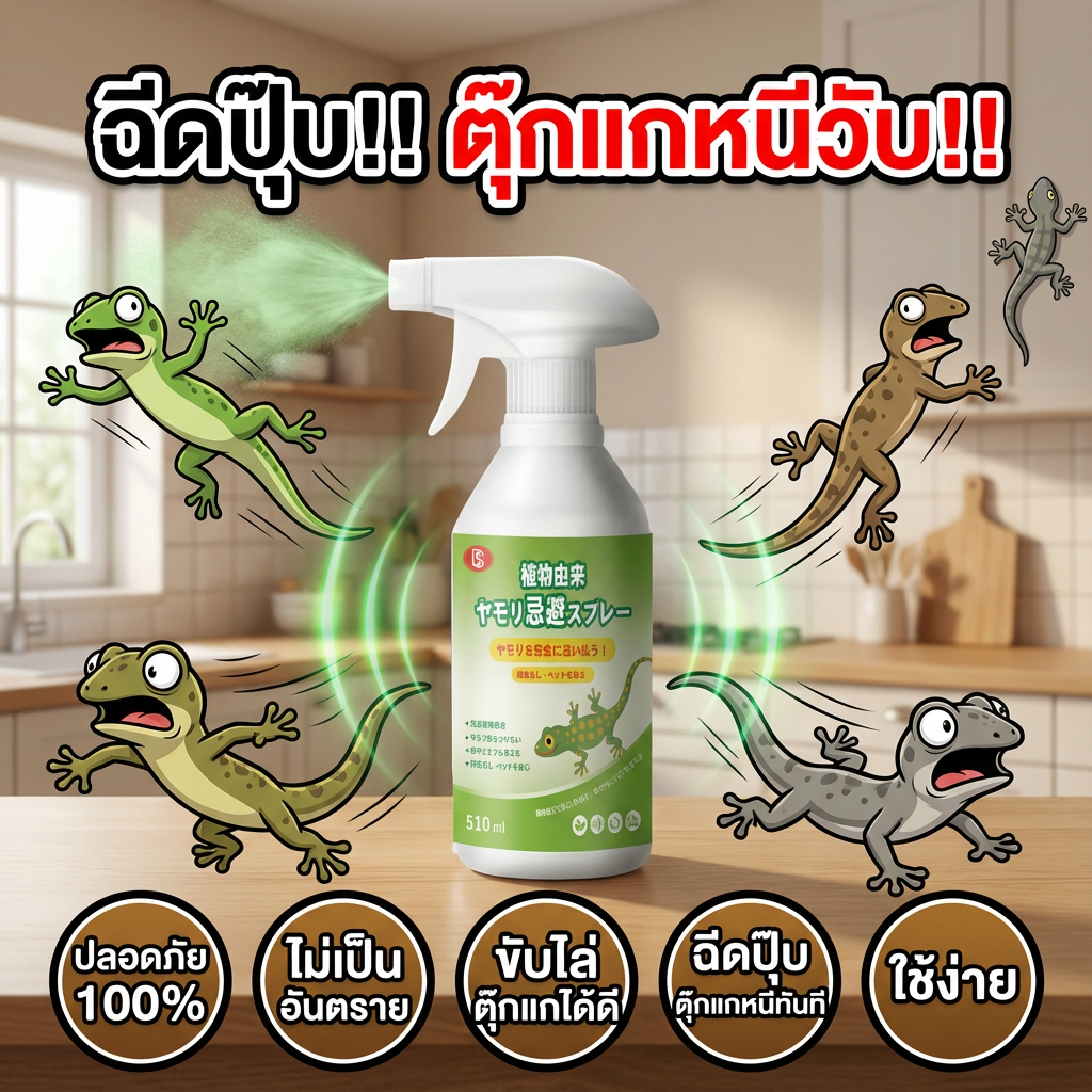 🦎ไล่จิ้งจกทั้งหมดออกไป!🦎Hb&BS ไล่ตุ๊กแก ไล่จิ้งจก ไล่แมงมุม และสัตว์ลิ้นสองแฉกทุกชนิด สเปรย์น้ำยาสมุนไพร 510 มล. ปลอดภัย ไร้สารเคมี 100% เห็นผลชัดเจน สกัดจากธรรมชาติ