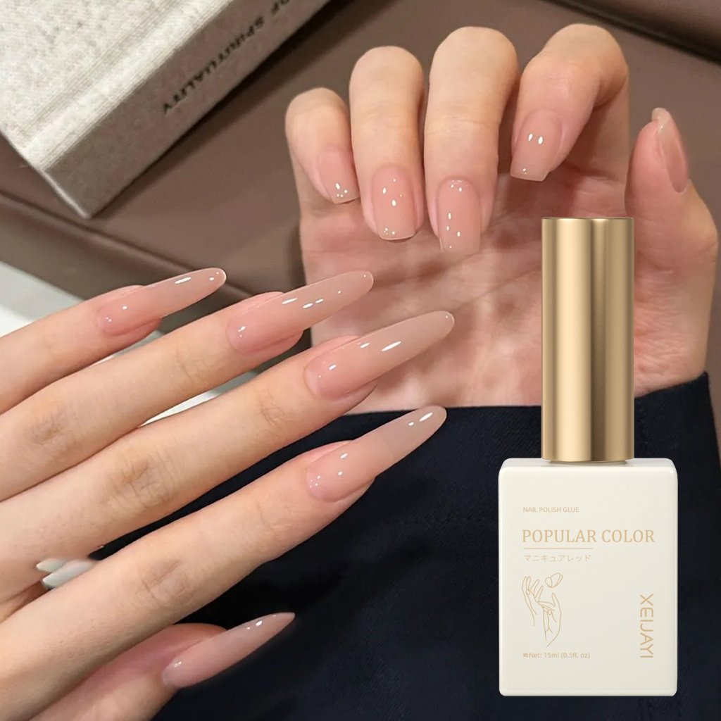 XEIJAYI 15ml Clear Nude Pink Gel Nail Polish ให้ความเงางามยาวนาน เหมาะสำหรับใช้ในชีวิตประจำวัน