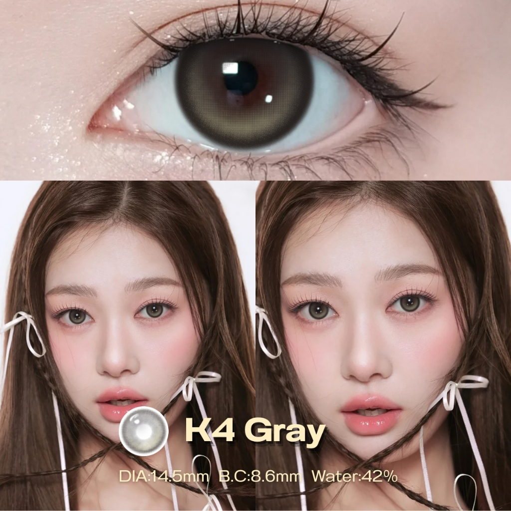 คอนแทคเลนส์สายตา【0.00--5.00】UYAAI x FRESHLADY คอนแทคเลนส์สี Grey,Brown รายเดือน