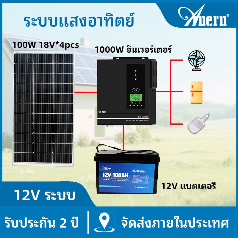 Anern 1KW MPPT Hybrid Inverter off grid Inverter MPPT Solar Inverter 12V Solar System ตัวเลือกแผงโซล