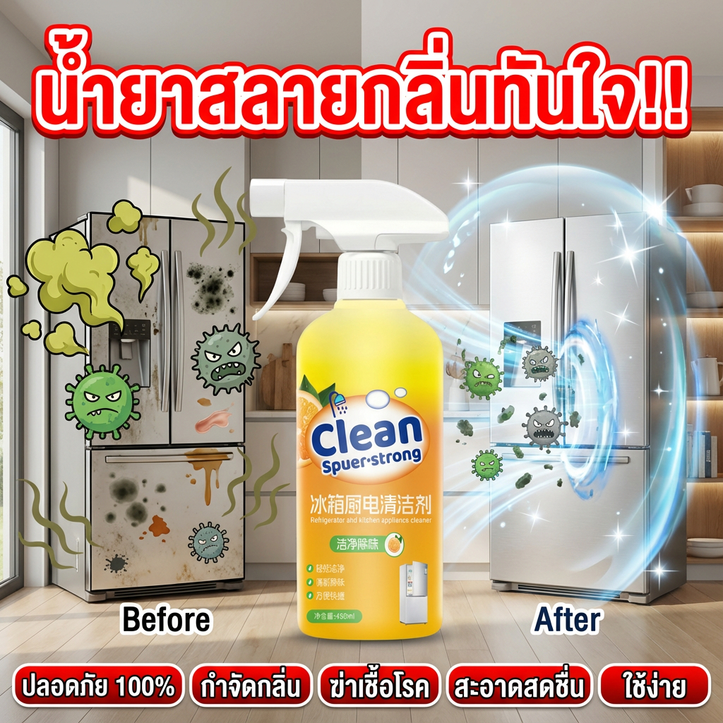 ❄️ ขจัดกลิ่นตู้เย็น ❄️ น้ำยาทำความสะอาดตู้เย็น น้ำยาล้างตู้เย็น สเปรย์เช็ดตู้เย็น น้ำยาดับกลิ่นตู้เย็น กำจัดกลิ่นพร้อมให้กลิ่นหอม ฆ่าเชื้อโรค ตู้เย็น ดับกลิ่น