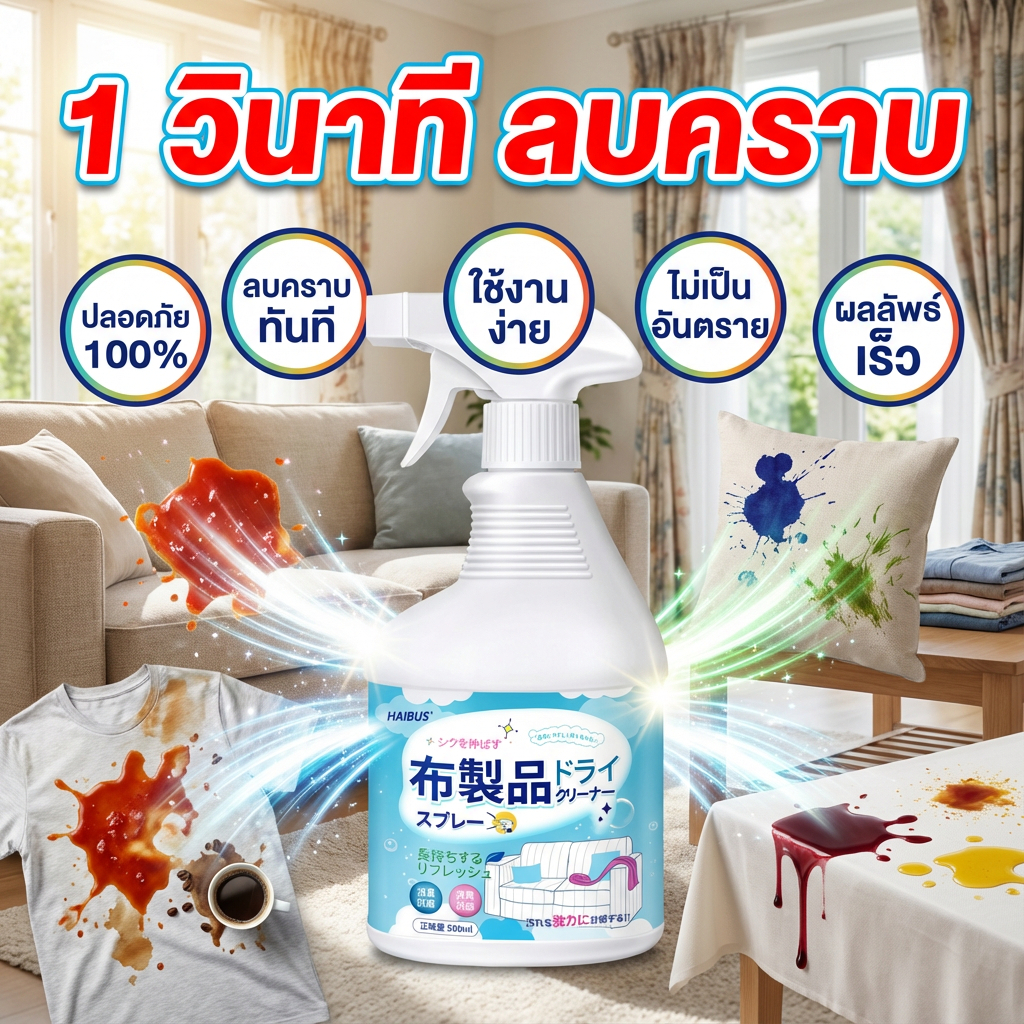 🧼 ไม่ต้องถอดซัก 🧼 ซักโซฟาผ้า น้ำยาทำความสะอาดโซฟา สเปรย์ซักโซฟา ซักโซฟา ขจัดคราบล้ำลึก ฆ่าเชื้อโรค ไม่ระคายมือ สเปรย์ทำความสะอาด ที่ซักโซฟา โซฟา พรมปูพื้น