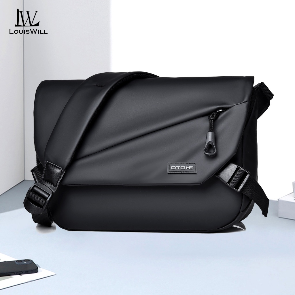 LouisWill ผู้ชายแฟชั่นกระเป๋าสะพายไหล่ Cross Body กระเป๋า Messenger กระเป๋ากันน้ํา Oxford Cross Body Bag กระเป๋าสะพายความจุขนาดใหญ่