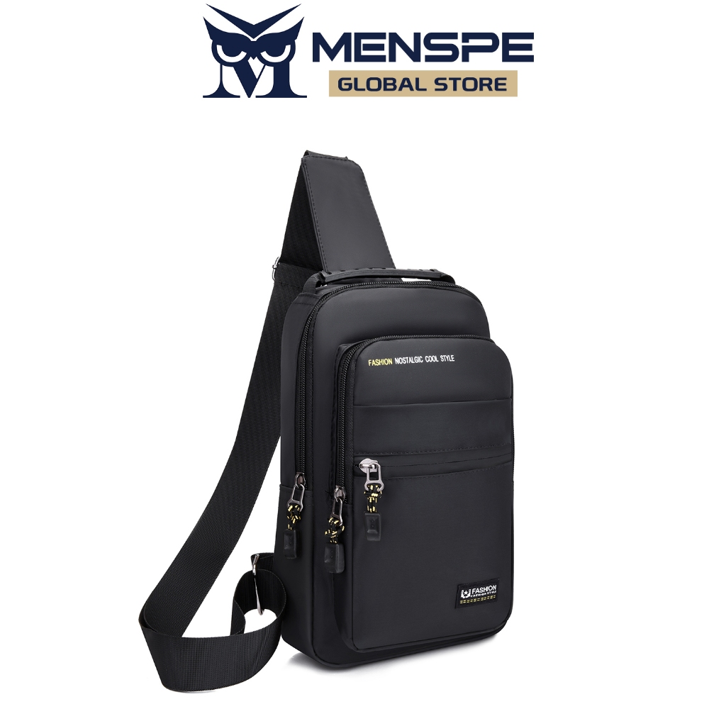 MENSPE Mens Chest Bag Cross-Body Bag กระเป๋าสะพายกันน้ํา กระเป๋ากีฬา ความจุขนาดใหญ่ Casual Bag