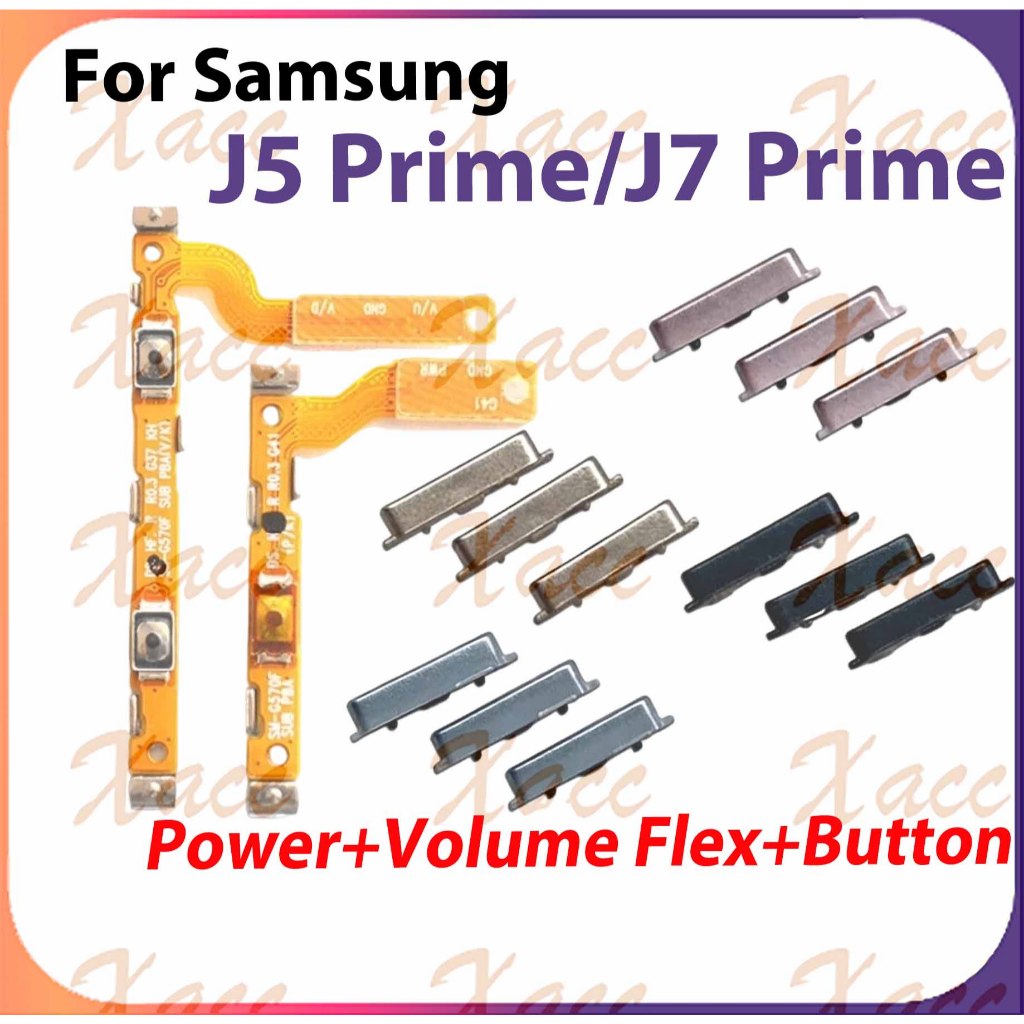 สําหรับ Samsung Galaxy J5 J7 Prime G570 G610 ปุ่มปรับระดับเสียงสายไฟ Flex Cable พร้อม ON OFF ด้านข้าง Key เอาต์พุตริบบิ้นอะไหล่ซ่อมโทรศัพท์ติดตั้งเปลี่ยน