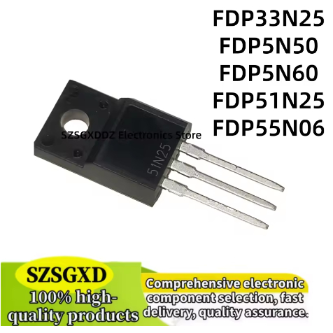 1-5PCS ใหม่ FDP5N50 5N50 FDP5N60 5N60 FDP51N25 51N25 FDP55N06 55N06 FDP33N25 33N25 TO-220
