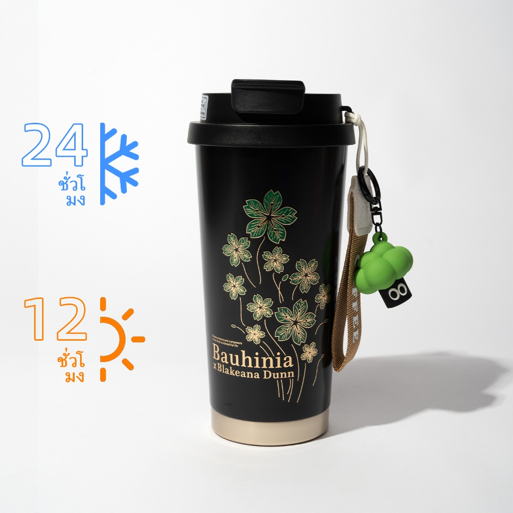 BAIBI ถ้วยเก็บอุณหภูมิ (17ออนซ์/520มล)ถ้วยกาแฟฝาสแตนเลสมีช่องสูญญากาศและซับเซรามิกรวมรูปแบบการพิมพ์ลักษณะอินสไตล์สาวความรู้สึกระดับสูงที่มาพร้อมกับถ้วยแบบพกพาคว