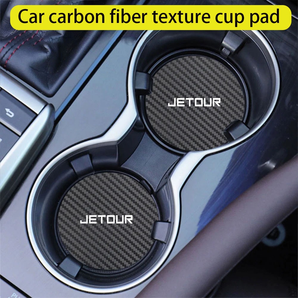 2pcs รถที่วางแก้ว Pad คาร์บอนไฟเบอร์หนังลื่นถ้วยน้ําสําหรับ Jietu JETOUR Traveler Shanhai T2 X90plus