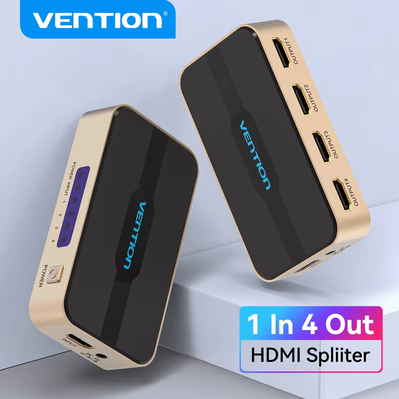 Vention HDMI Splitter 1 In 4 Out HD 4K/30Hz HDMI Switch HDMI 1.4 1x2 1x4 อะแดปเตอร์พร้อมแหล่งจ่ายไฟส