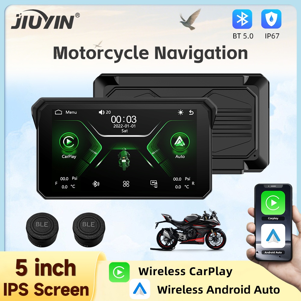 JIUYIN 5 นิ้วรถจักรยานยนต์ Navigator กล้องรถจักรยานยนต์ Dash Cam IPX8 กันน้ําภายนอกแบบพกพาสนับสนุนไร