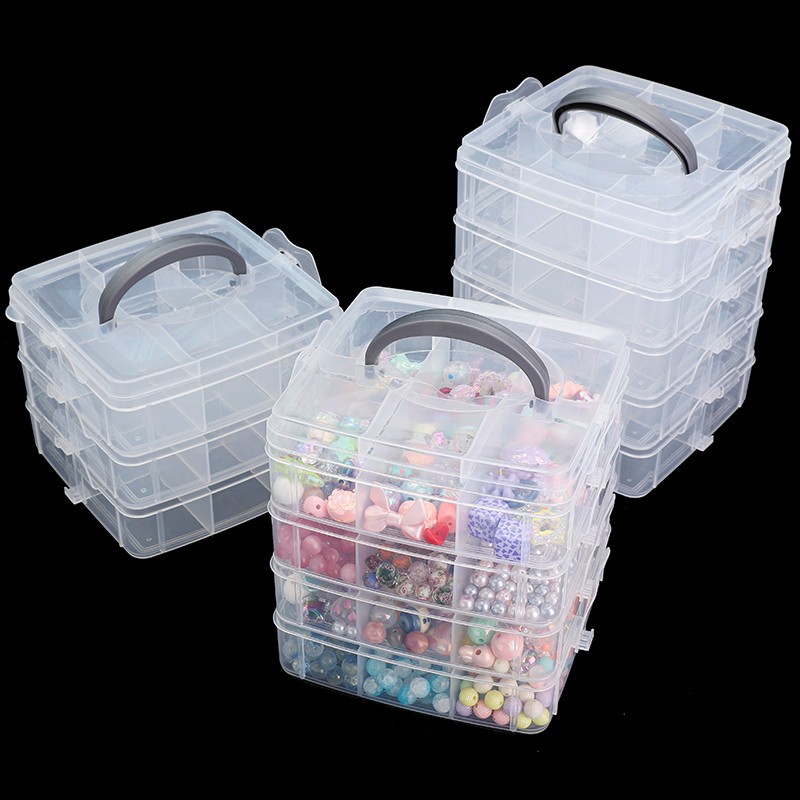 1 กล่องวัสดุ PP พลาสติกโปร่งใสช่องกล่องเก็บสําหรับ DIY เครื่องประดับทําสร้อยข้อมือแหวน DIY Charm อุปกรณ์เสริม