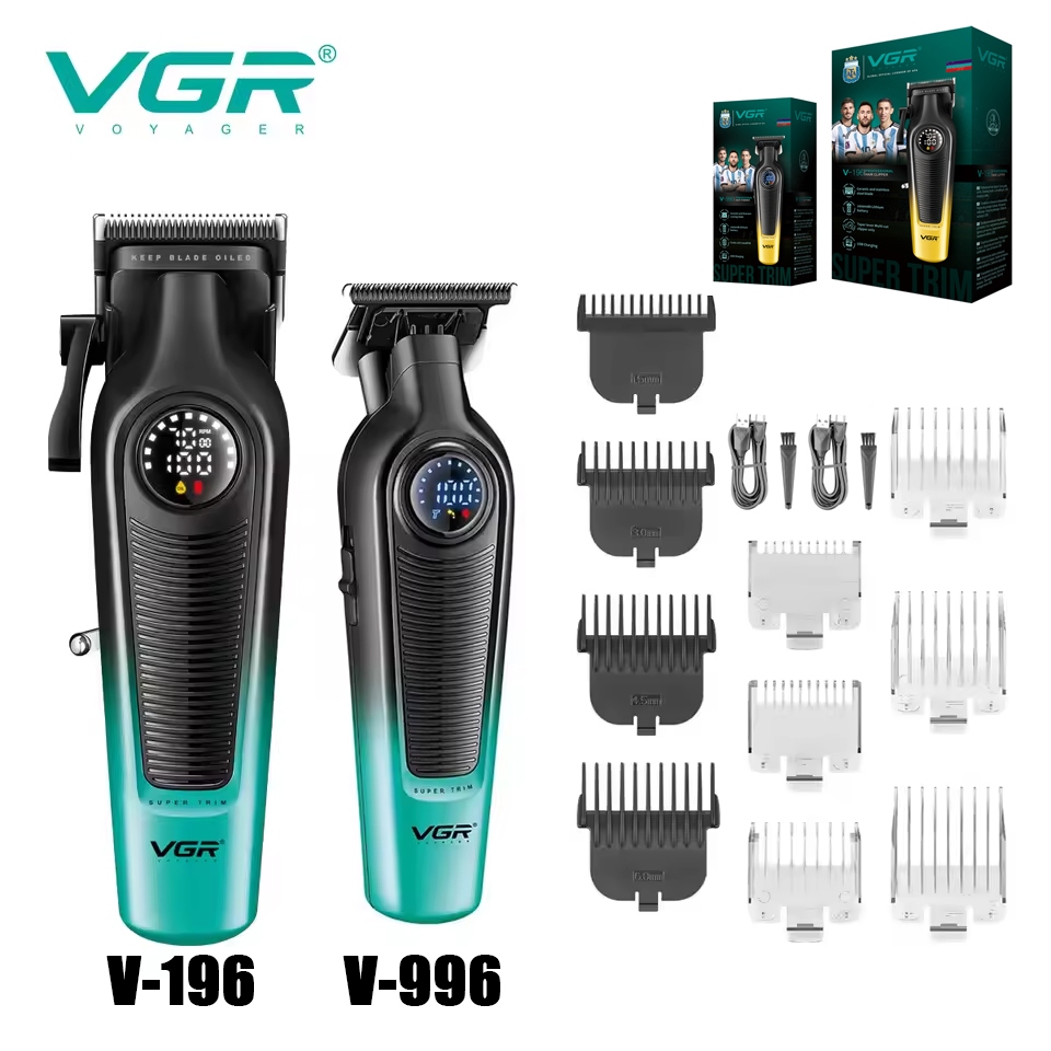 ใหม่ VGR 996 Gradient โลหะผม Trimmer ผู้ชายไฟฟ้าผม Clipper LED อัจฉริยะดิจิตอลจอแสดงผลบ้านแกะสลัก Pusher