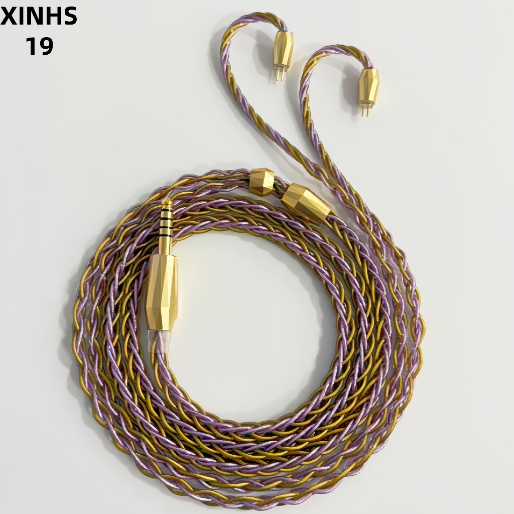 Xinhs19ฟอยล์สีทอง8-แกนกลาง+ลวดฟอยล์สีเงินสายหูฟังไฮไฟเคลือบทองเหมาะสําหรับผู้ที่ชื่นชอบเพลงความถี่สู