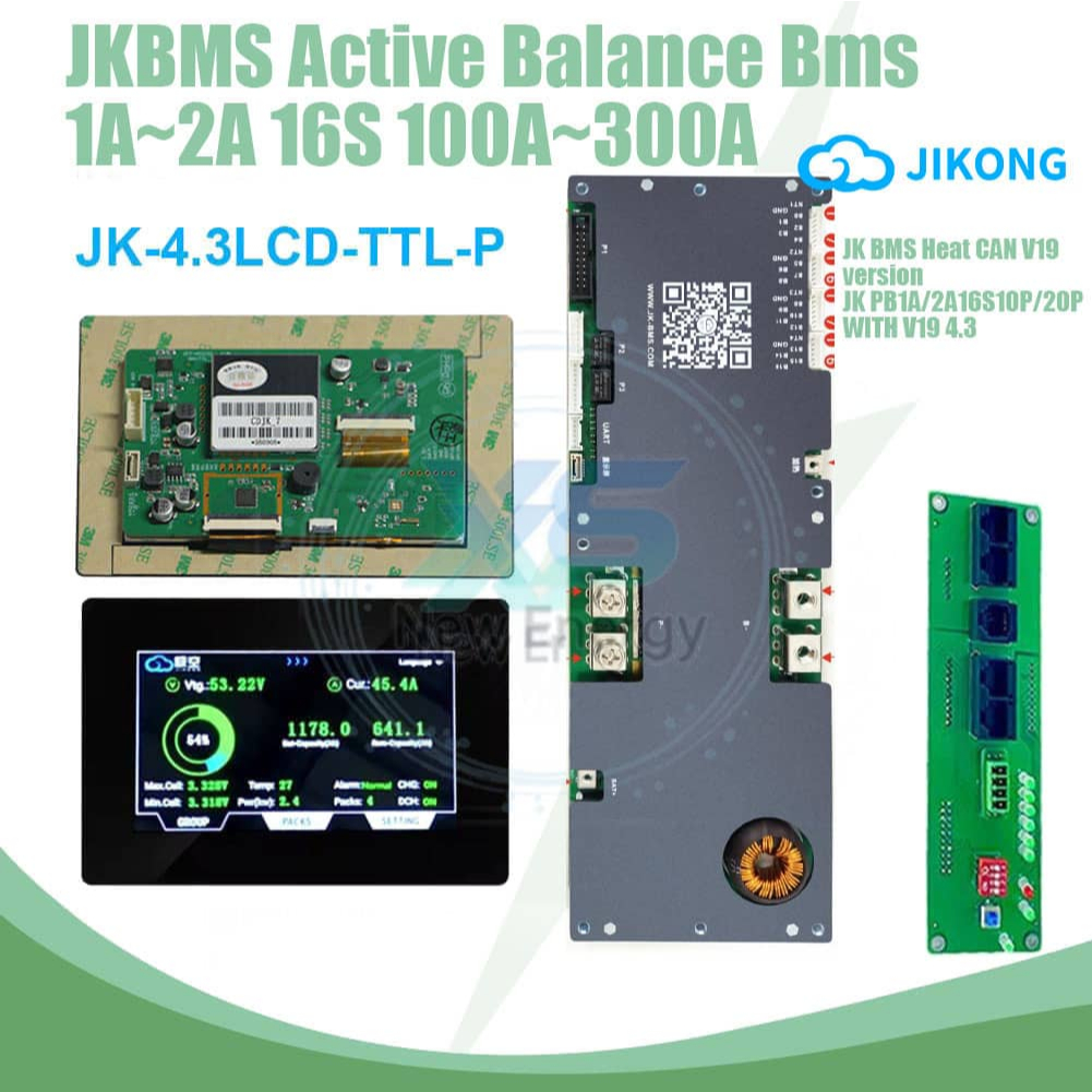 【JK BMS】Jikong 24V/48V V19 2A Smart BMS 8S~16S 150~400A Active Balance บลูทูธAPP รองรับLiFePO4/Li-ion แถมฟรีสวิตช์ สำหรับDIYโซลาร์ รถสามล้อ พาวเวอร์สเตชัน